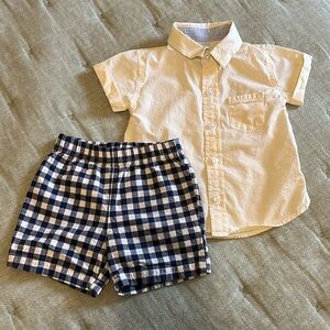 12M button down shirt + shorts